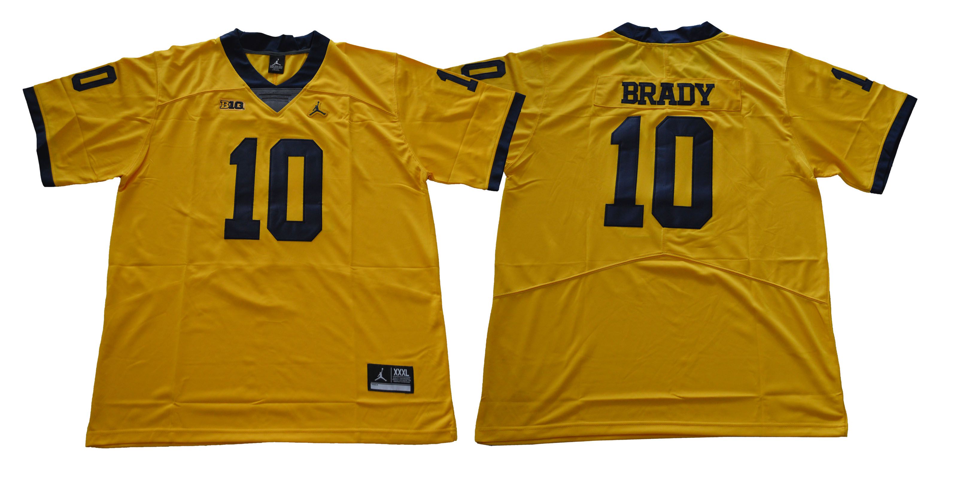 Men Michigan Wolverines #10 Brady Yellow NCAA Jerseys->ncaa teams->NCAA Jersey